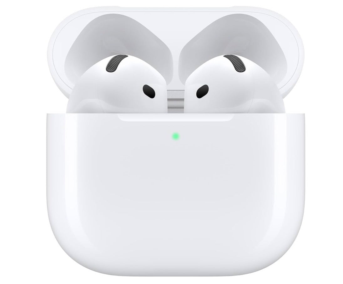Apple AirPods 4 Wireless Earbuds, Bluetooth Headphones, Personalized Spatial Audio, Sweat and Water Resistant,